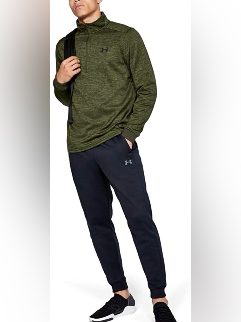 Under Armour Black Collar with Tan Fleece Interior Pullover - Picture 3 of 10